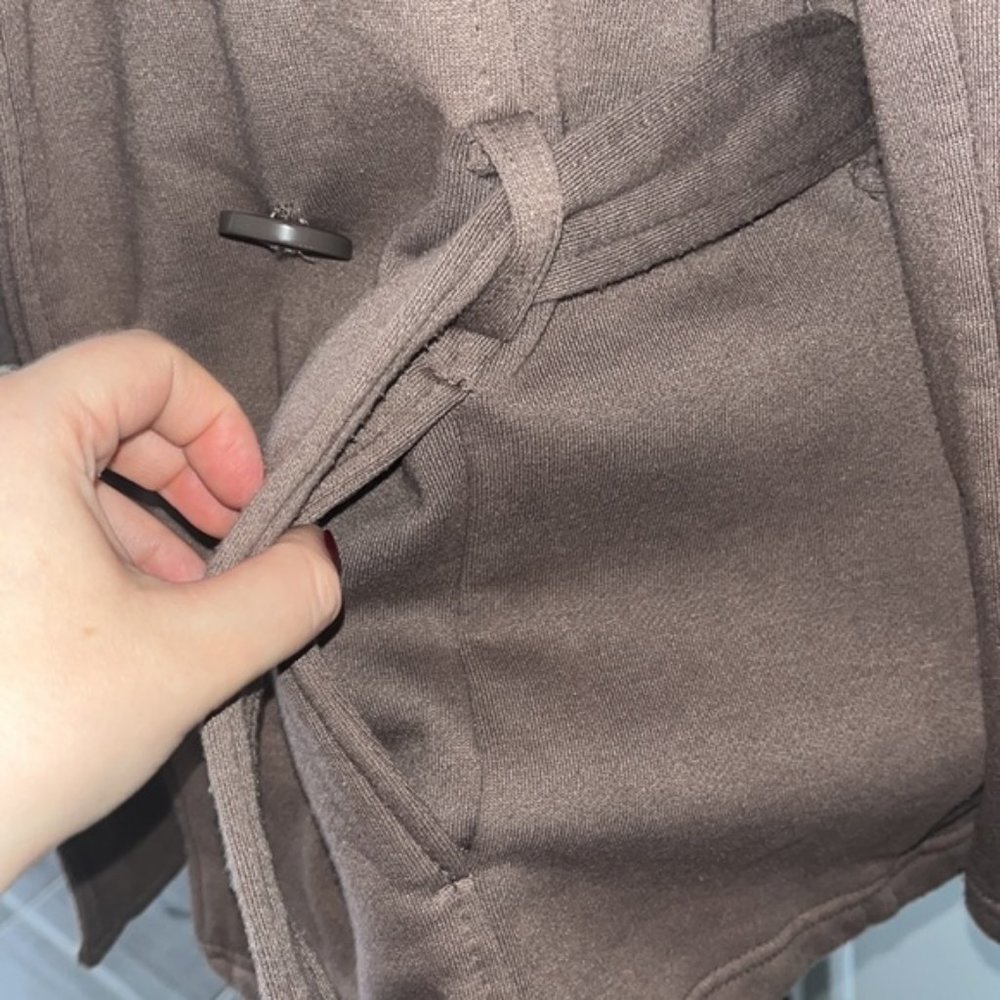 Mossimo Belted Taupe Fleece Lined Double Breasted Jacket Size M - Picture 6 of 8